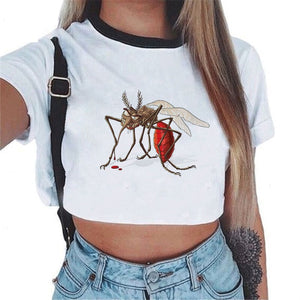 CDJLFH 2018 Summer Harajuku Crop Top T Shirt Clothes Sexy Tops For Women Clubwear Cute Croptop For Girls Top Femme