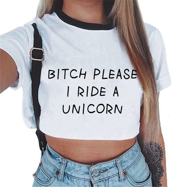 CDJLFH 2018 Summer Harajuku Crop Top T Shirt Clothes Sexy Tops For Women Clubwear Cute Croptop For Girls Top Femme