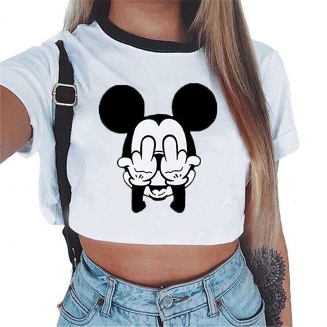 CDJLFH 2018 Summer Harajuku Crop Top T Shirt Clothes Sexy Tops For Women Clubwear Cute Croptop For Girls Top Femme