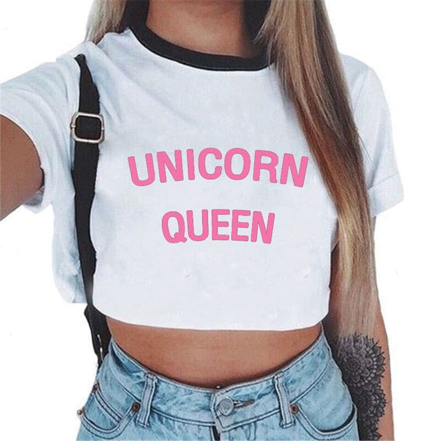 CDJLFH 2018 Summer Harajuku Crop Top T Shirt Clothes Sexy Tops For Women Clubwear Cute Croptop For Girls Top Femme