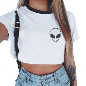 CDJLFH 2018 Summer Harajuku Crop Top T Shirt Clothes Sexy Tops For Women Clubwear Cute Croptop For Girls Top Femme