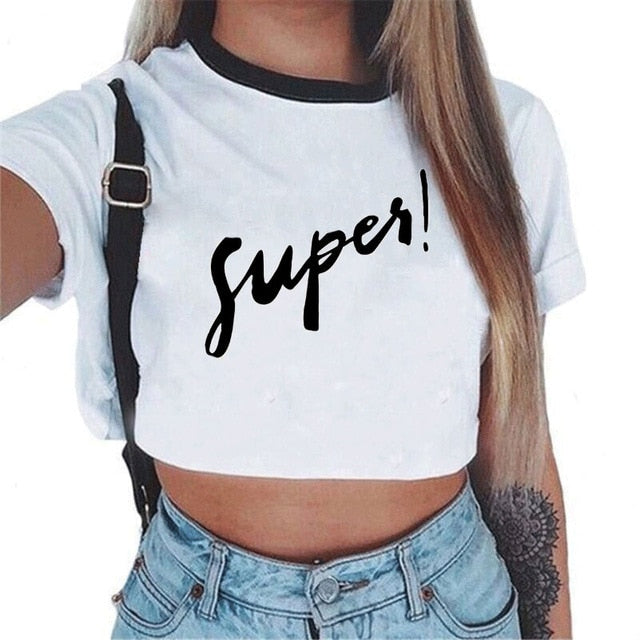 CDJLFH 2018 Summer Harajuku Crop Top T Shirt Clothes Sexy Tops For Women Clubwear Cute Croptop For Girls Top Femme
