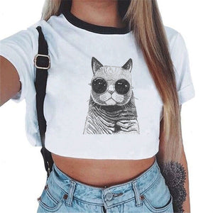CDJLFH 2018 Summer Harajuku Crop Top T Shirt Clothes Sexy Tops For Women Clubwear Cute Croptop For Girls Top Femme