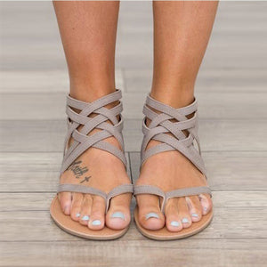 Women Sandals Fashion Gladiator Sandals For Women Summer Shoes Female Flat Sandals  Rome Style Cross Tied Sandals Shoes Women 43
