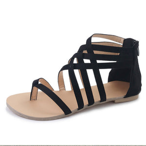 Women Sandals Fashion Gladiator Sandals For Women Summer Shoes Female Flat Sandals  Rome Style Cross Tied Sandals Shoes Women 43