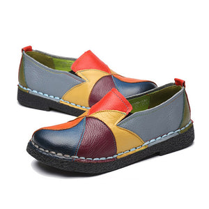 Designer Women Genuine Leather Loafers Mixed Colors ladies ballet Flats Shoes female Summer moccasins Casual ballerina