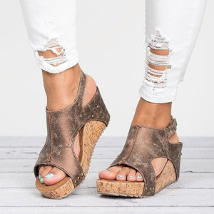 Women Sandals 2018 Platform Sandals Wedges Shoes For Women Heels Sandalias Mujer Summer Shoes Leather Wedge Heels Sandals 43