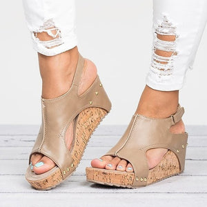 Women Sandals 2018 Platform Sandals Wedges Shoes For Women Heels Sandalias Mujer Summer Shoes Leather Wedge Heels Sandals 43