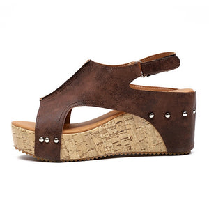 Women Sandals 2018 Platform Sandals Wedges Shoes For Women Heels Sandalias Mujer Summer Shoes Leather Wedge Heels Sandals 43