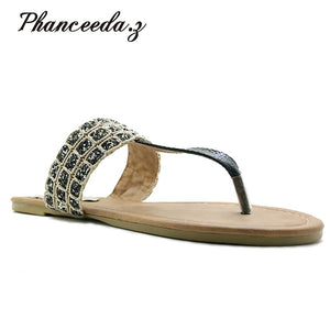 New 2018 Summer Style Shoes Women Sandals Fashion Leopard Flats Top Quality Solid Flip Flops Sexy Slippers Plus Size 6-11