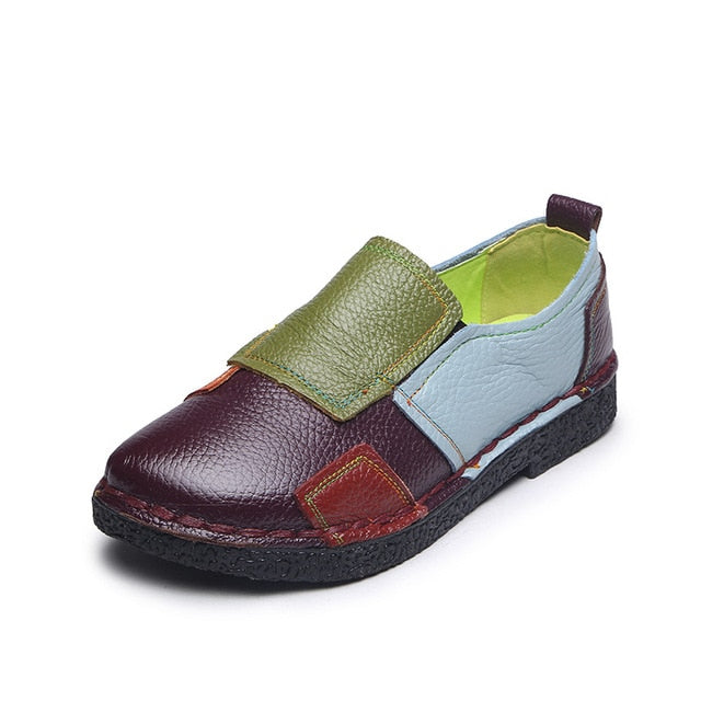 Designer Women Genuine Leather Loafers Mixed Colors ladies ballet Flats Shoes female Summer moccasins Casual ballerina