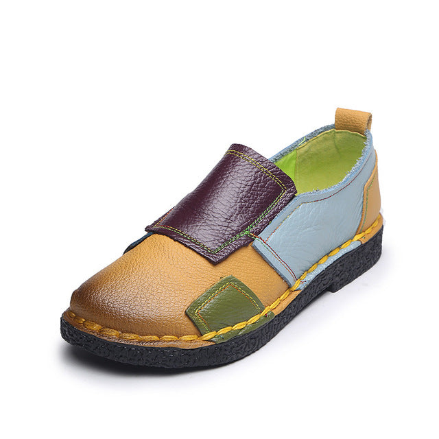 Designer Women Genuine Leather Loafers Mixed Colors ladies ballet Flats Shoes female Summer moccasins Casual ballerina