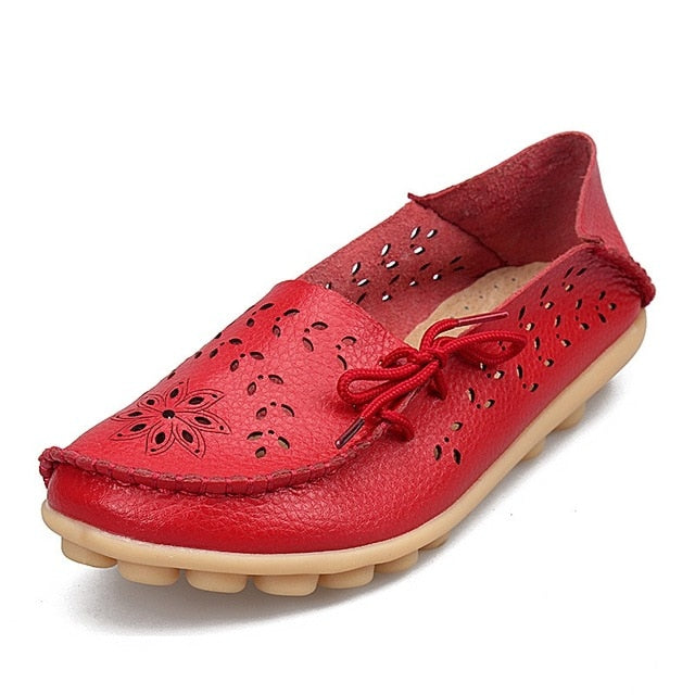 2018 Hot Women Flats Shoes Women loafers Ladies Slip on Flats 9 Color Genuine Leather Shoes Driving Casual Women Shoes Plus Size