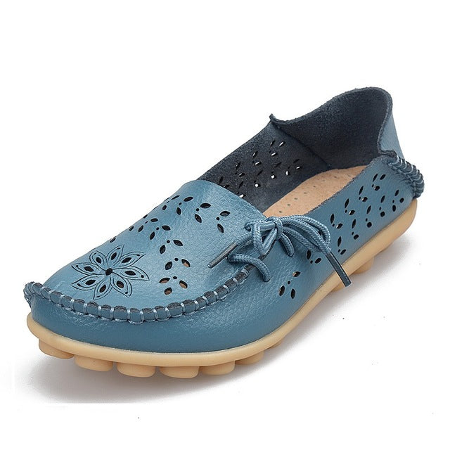 2018 Hot Women Flats Shoes Women loafers Ladies Slip on Flats 9 Color Genuine Leather Shoes Driving Casual Women Shoes Plus Size