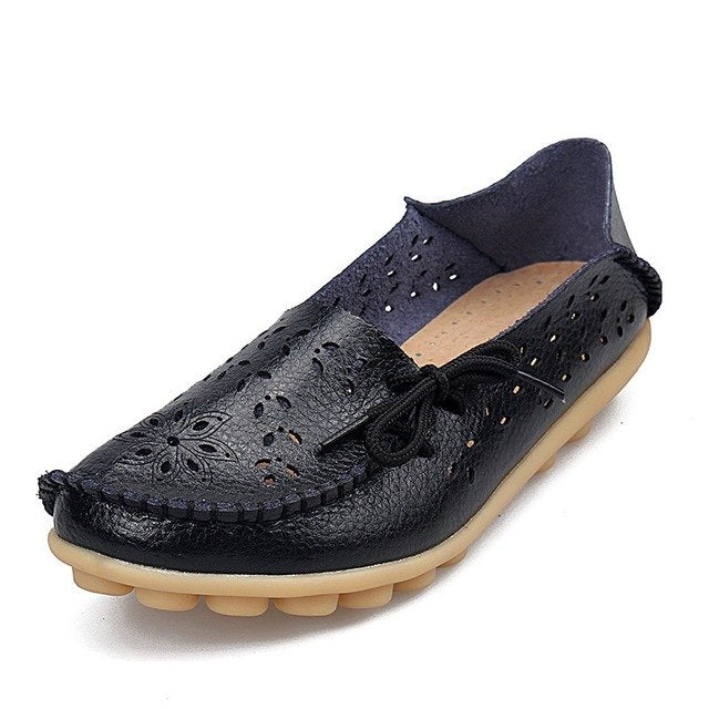 2018 Hot Women Flats Shoes Women loafers Ladies Slip on Flats 9 Color Genuine Leather Shoes Driving Casual Women Shoes Plus Size