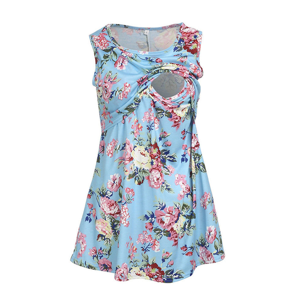 Women Maternity Breastfeeding Clothes Tee Sleeveless Nursing Shirt Tank Tops