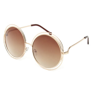 ROYAL GIRL NEW High Quality Elegant Round Wire Frame Sunglasses Women Mirror gradient Glasses shades Oversized Eyeglasses ss076