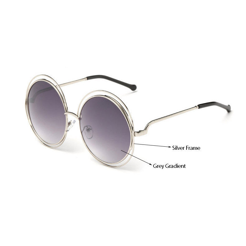 ROYAL GIRL NEW High Quality Elegant Round Wire Frame Sunglasses Women Mirror gradient Glasses shades Oversized Eyeglasses ss076