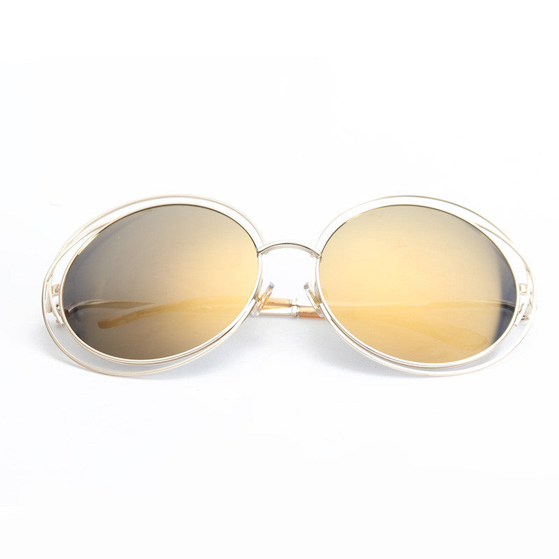 ROYAL GIRL NEW High Quality Elegant Round Wire Frame Sunglasses Women Mirror gradient Glasses shades Oversized Eyeglasses ss076