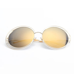 ROYAL GIRL NEW High Quality Elegant Round Wire Frame Sunglasses Women Mirror gradient Glasses shades Oversized Eyeglasses ss076