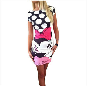 2018 Fashion women New summer mini cartoon dress female Casual Sexy miki plus size dresses party short vestidos clothes clothing